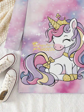 1pc Girls Young Girl Cute Casual Colorful Cartoon Unicorn & Heart Graphic Print Long Sleeve Dress, Everyday Wear